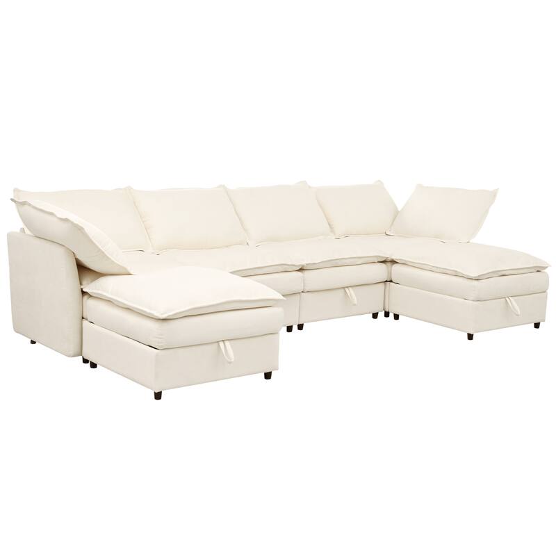 126" Modular Sofa Bed with Storage, 6-Piece Set