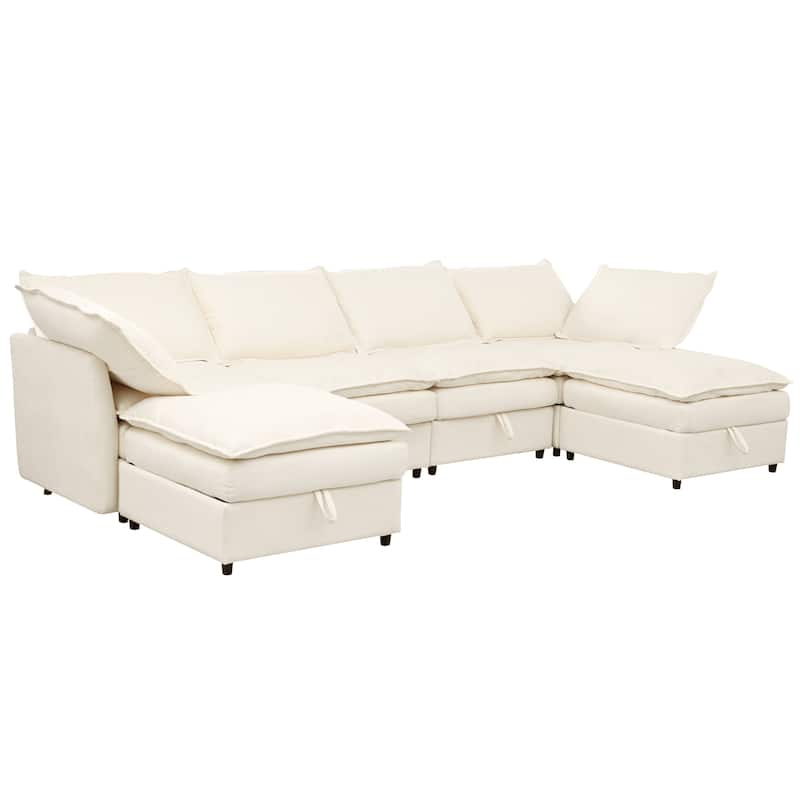 Christopher Knight Home 126" Modular Sectional Sofa with Storage - 126" x 63" x 35"