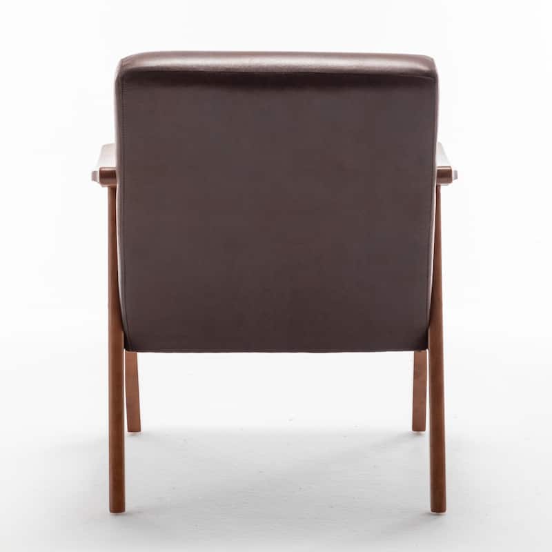 Dark Brown Side Chair Reception Chair with Wood Legs, Leather Chair Office Chair Arm Chair Coffee Chair