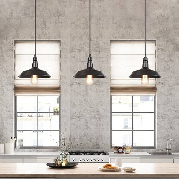 Farmhouse Industrial Black 1-Light Pot Pendant Lights for ...