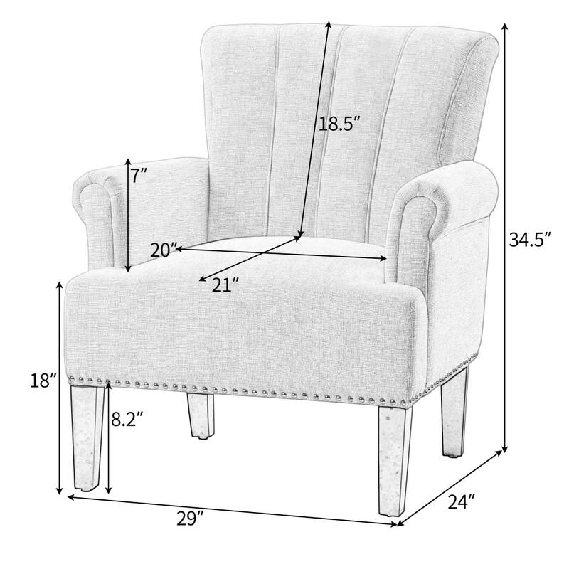 Accent Rivet Tufted Polyester Armchair - 24.00"L * 29.00"W * 34.50"H