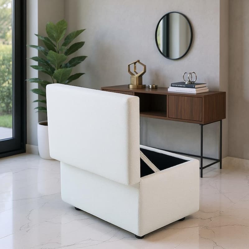 Fabric Storage Ottoman with Hidden Compartment