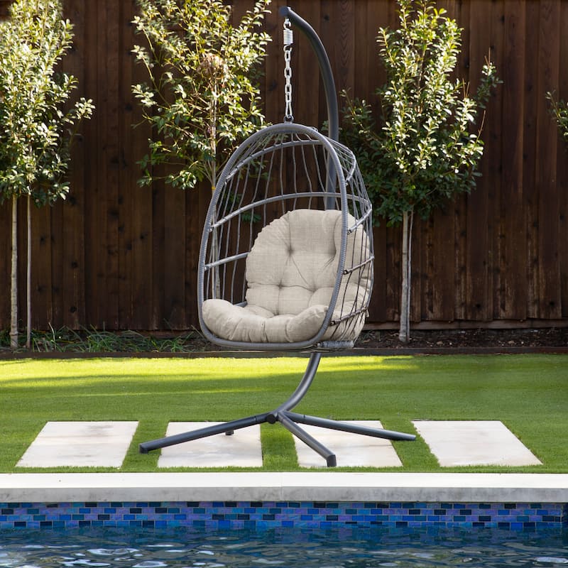 Sorra Home Sunbrella Egg Chair Cushion (Cushion Only) - 27 x 44 x 4 inches - Cast Silver