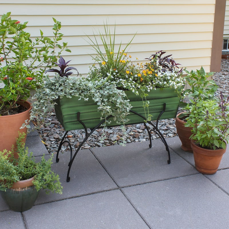 Achla Designs 35.25"L Rectangular Classic Green Galvanized Steel Indoor Outdoor Large Flower Box