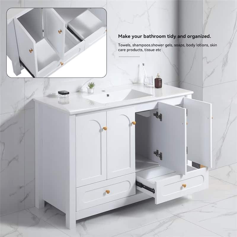 48" Bathroom Vanity with Ceramic Sink Combo, Abundant Storage Cabinet