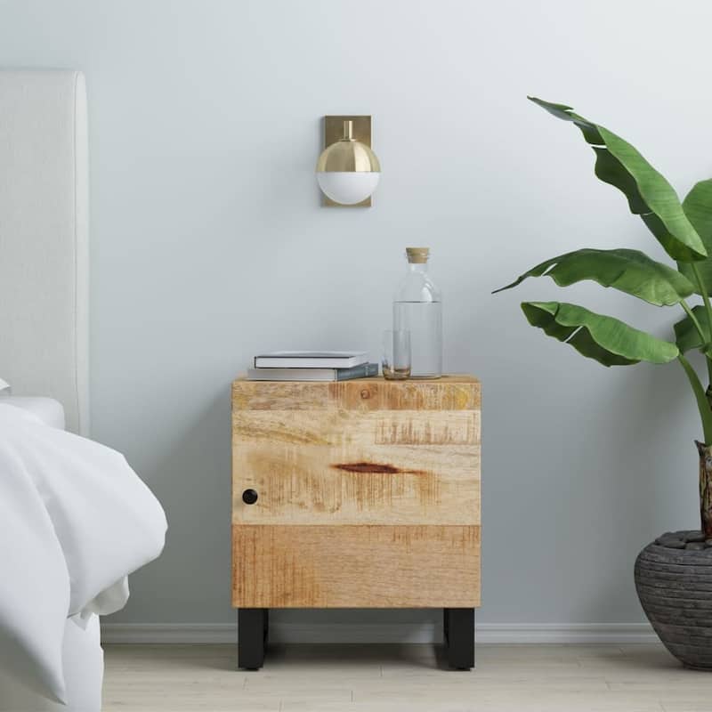 vidaXL Bedside Cabinet 15.7"x13"x18.1" Solid Wood - Black