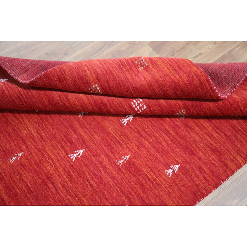 Rust Red Tribal Gabbeh Indian Rug Hand-Knotted Wool Carpet - 4'5" x 6'4"