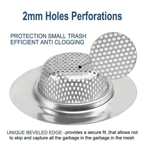 2pcs Kitchen Sink Drain Strainer Stainless Steel Anti-blocking Mesh Drain  Stopper with Rim 2.8 Inch Bathroom Silver Tone - Bed Bath & Beyond -  31428950