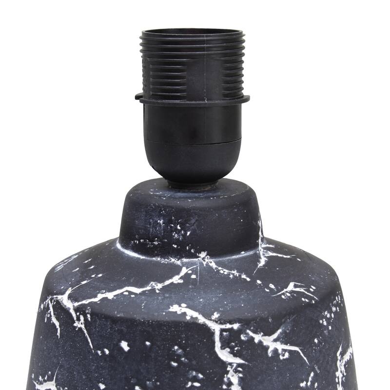 Marble Style Ceramic Table Lamp with Drum Shade - 13.25" - Black and White