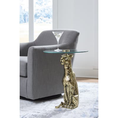 Signature Design by Ashley Vallain Gold/Clear Accent Table - 18"W x 18"D x 23"H
