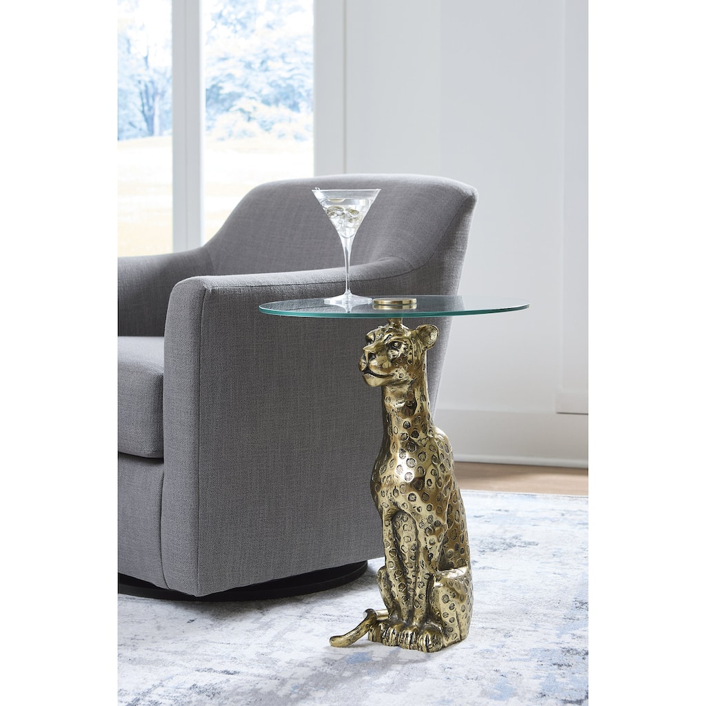 Signature Design by Ashley Vallain Gold/Clear Accent Table - 18"W x 18"D x 23"H