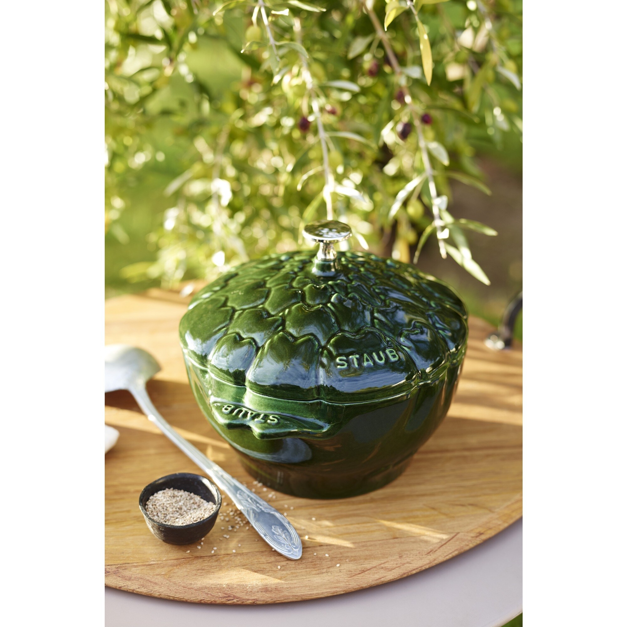 Staub Cast Iron 3-qt Artichoke Cocotte - Basil - Overstock - 22853538