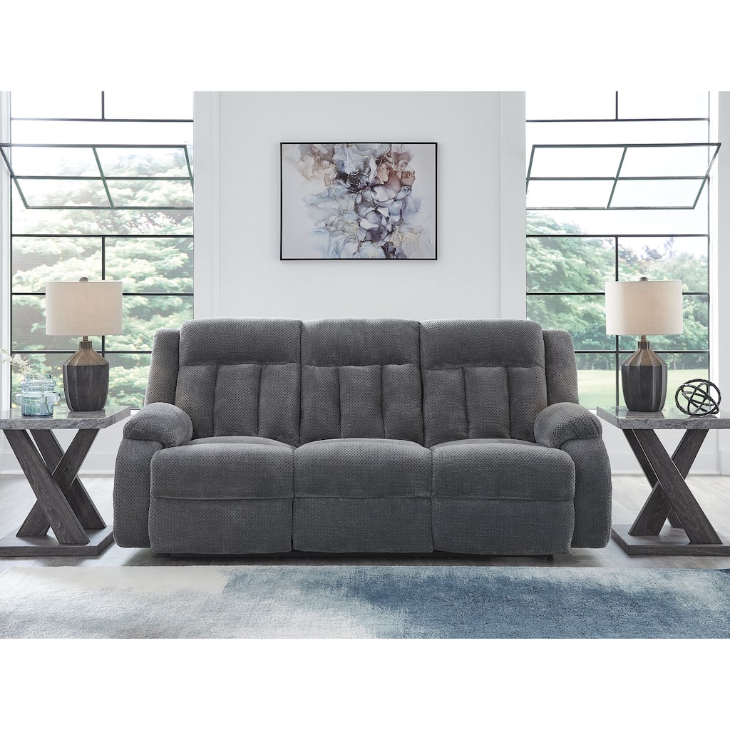 Signature Design by Ashley Free Wake Power Reclining Sofa with Drop Down Table - 85"W x 40"D x 40"H