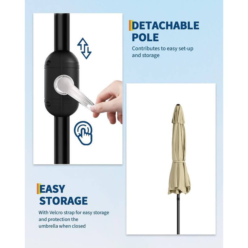 Coromose 7.5FT Patio Umbrella Outdoor, 6 Sturdy Ribs UV Protection,for Deck Poolside Backyard