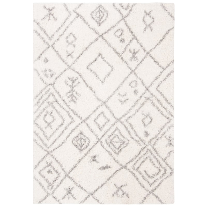 SAFAVIEH Parma Shag Reili Trellis 1.2-inch Thick Rug - Cream/Grey - 4' x 6'