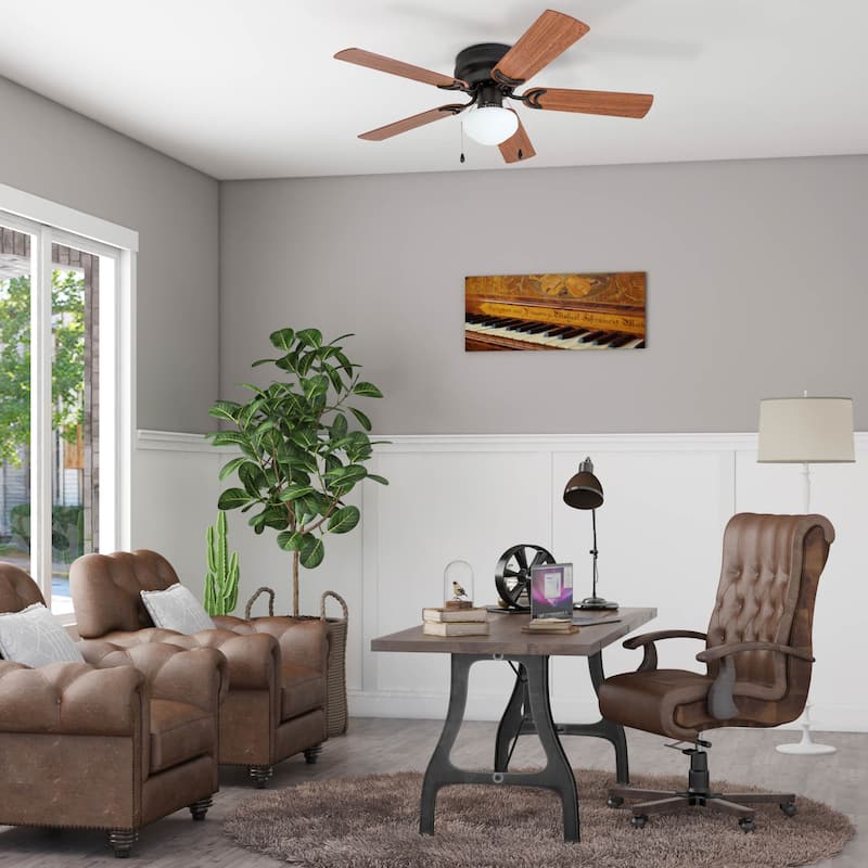 44" Prominence Home Alvina Satin Nickel Traditional Indoor LED Ceiling Fan with Light, Pull Chain