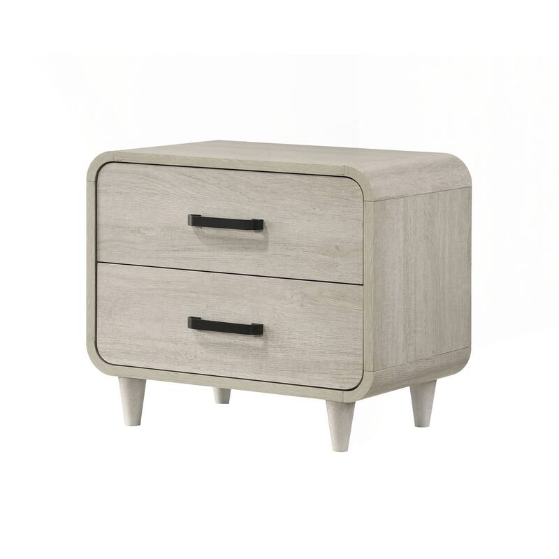 Charming Solid Wood Nightstand with Stylish Drawers for Bedroom Enhancement - White - 2-drawer
