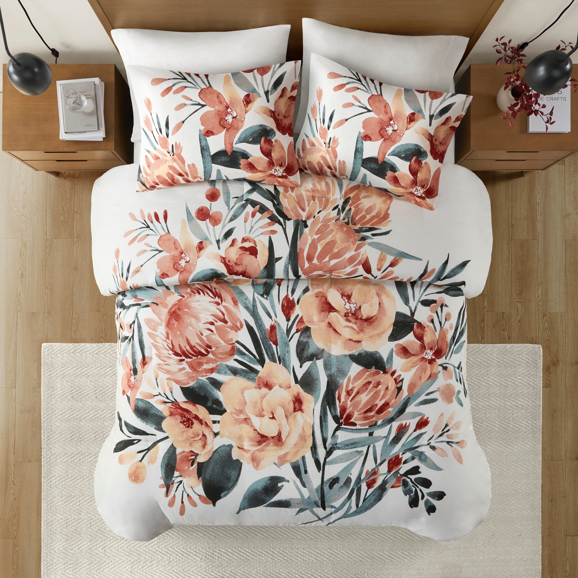 Madison Park Junia 3 Piece Floral Cotton Duvet Cover Set