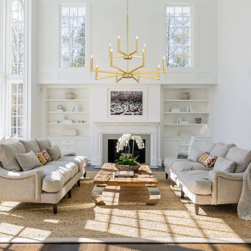 12-Light Candle Chandelier Kitchen island pendant For Dining Living Room - Gold