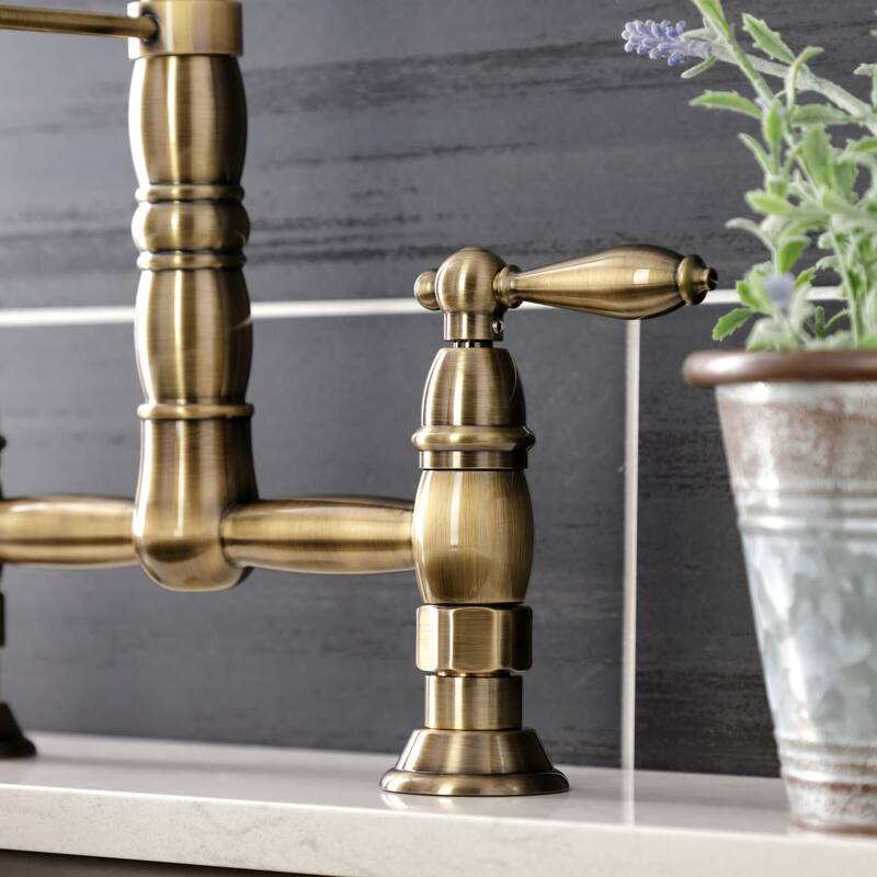 Kingston Brass Heritage 1.8 GPM Widespread Bridge Pull Down Kitchen
