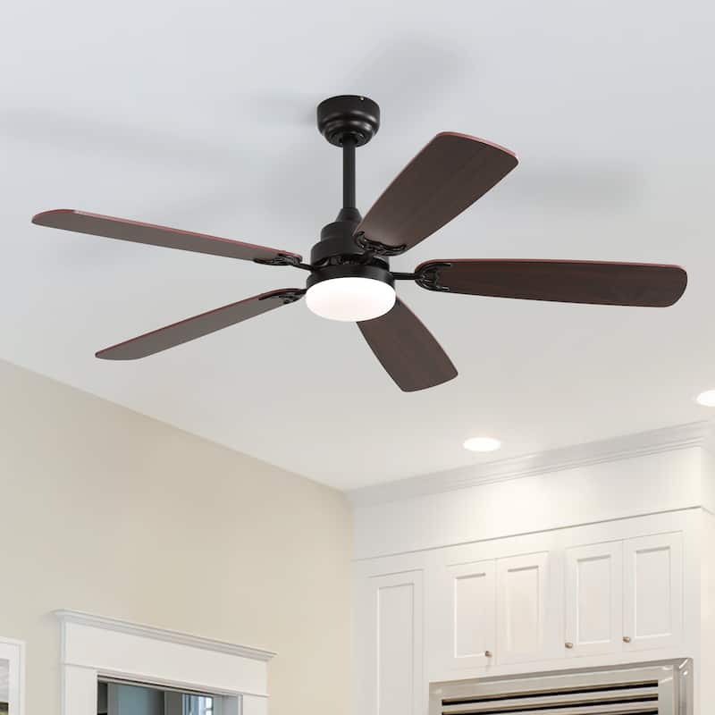 52" Wooden 6-Speed Noiceless Reversible DC Motor Ceiling Fan with Light and Remote