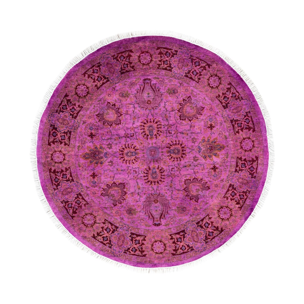 Overdyed One-of-a-Kind Hand-Knotted Area Rug - Purple - 4' 1" x 4' 1"