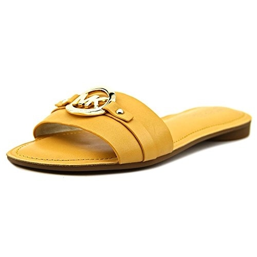 MICHAEL Michael Kors Womens Molly Slide Leather Open Toe Casual Slide Sandals