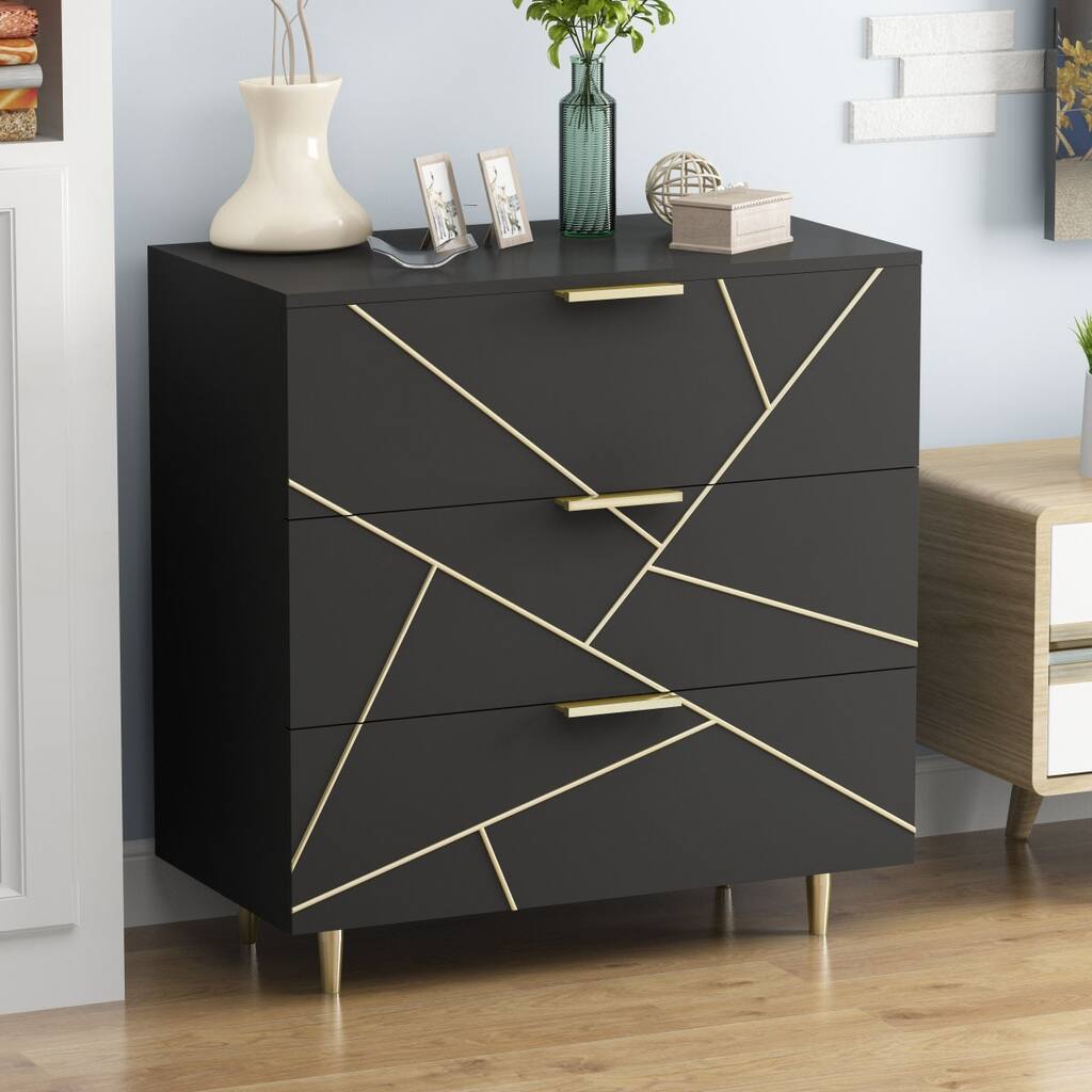 Kerrogee 3-Drawer Chest - Modern Wooden Storage Dresser
