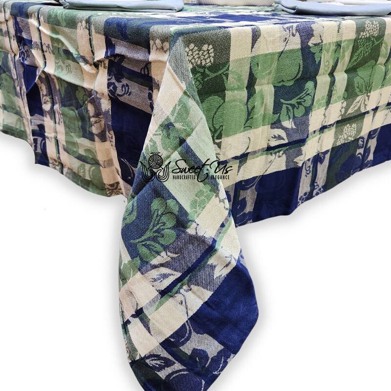 Plaid Jacquard Cotton Delicate Floral Tablecloth Collection
