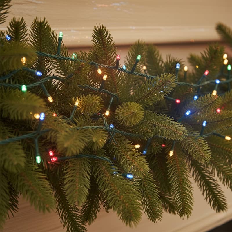 LED Cluster Christmas Lights - Multi-Color - 19 ft Green Wire - 200ct - 19ft