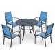 preview thumbnail 9 of 7, Patio Dining Set, Outdoor Dining Table and Chairs Set with Textilene Chairs, Adjustable Umbrella Hole for Garden, Backyard