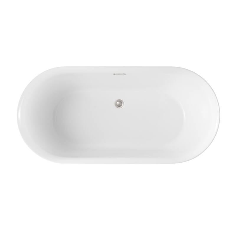OVE Decors Ayago 59 in. Seamless White Acrylic Freestanding Oval Bathtub