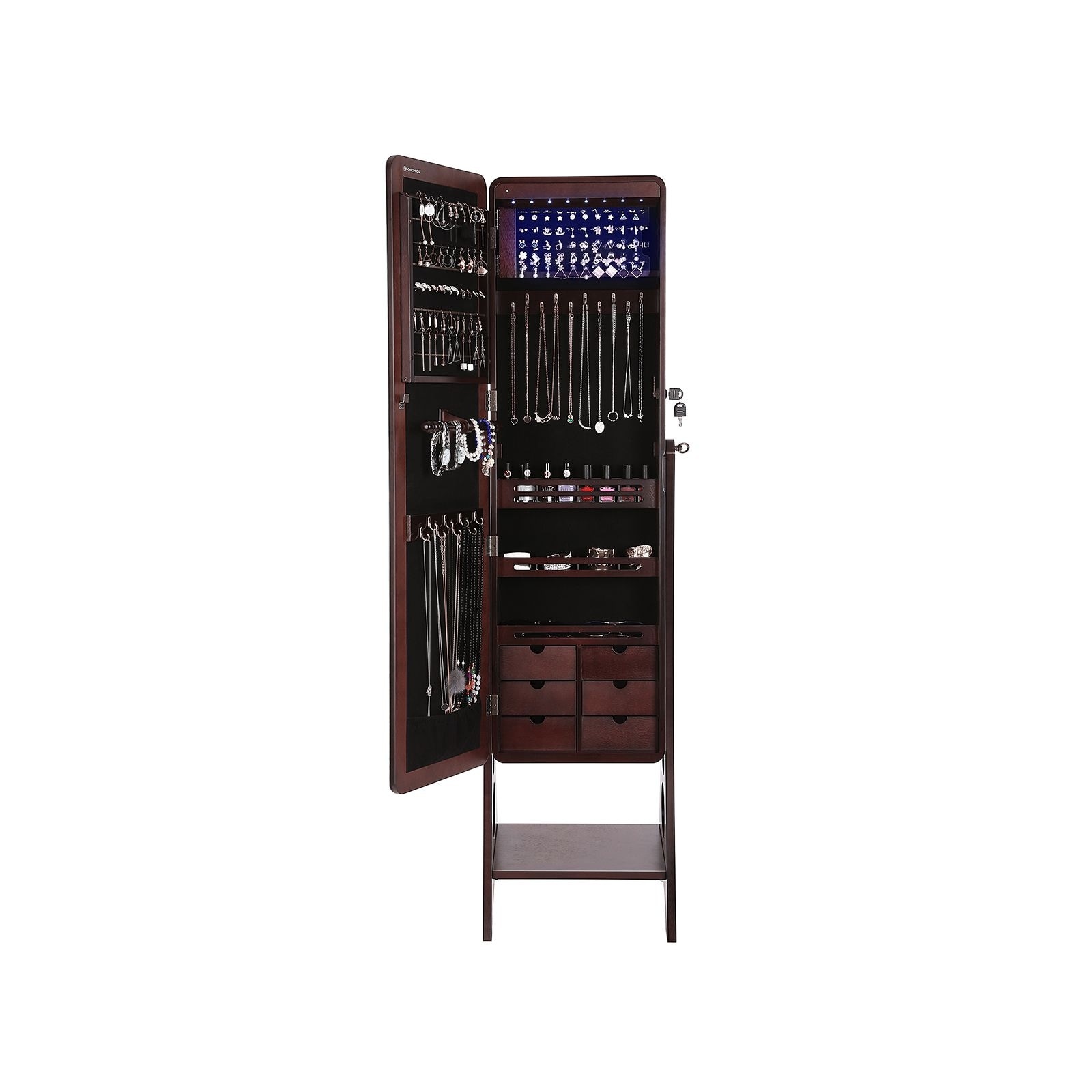 SONGMICS 8 LEDs Jewelry Cabinet Armoire with Beveled Edge SONGMICS 8 LEDs Jewelry Cabinet Armoire with Beveled Edge