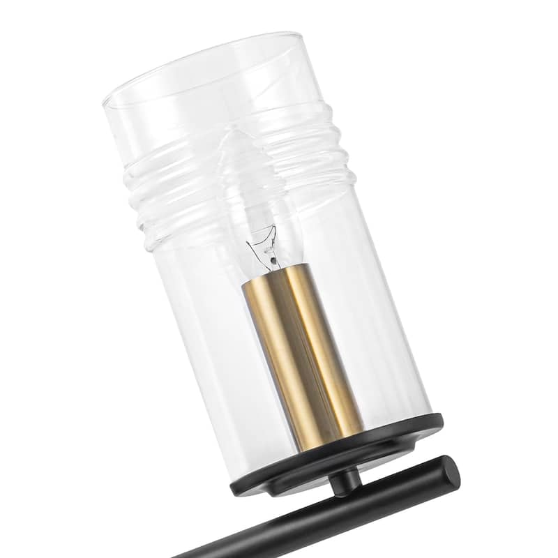 3-Light Industrial Wall Sconce with Clear Cylindrical Glass Shade