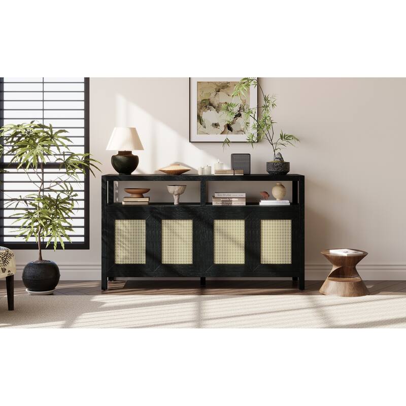 Bohemian Style Rattan Buffet Storage Cabinet