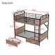 preview thumbnail 14 of 12, Metal Bunk Bed with USB Charging Station, LED Bunk Bed with 2 Storage Drawers, Safety Guardrail & Ladders