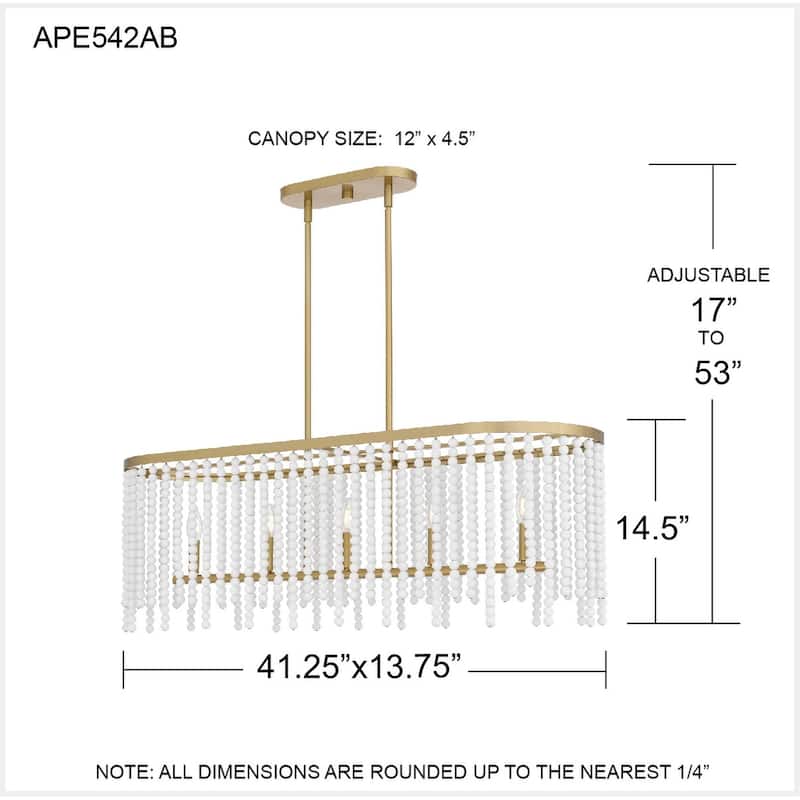 Apelle 5-Light Aged Brass Island Light