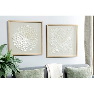 Brown Wood Plastic Shell Coastal Square Shadow Box (Set of 2) - 24 x 1 x 24