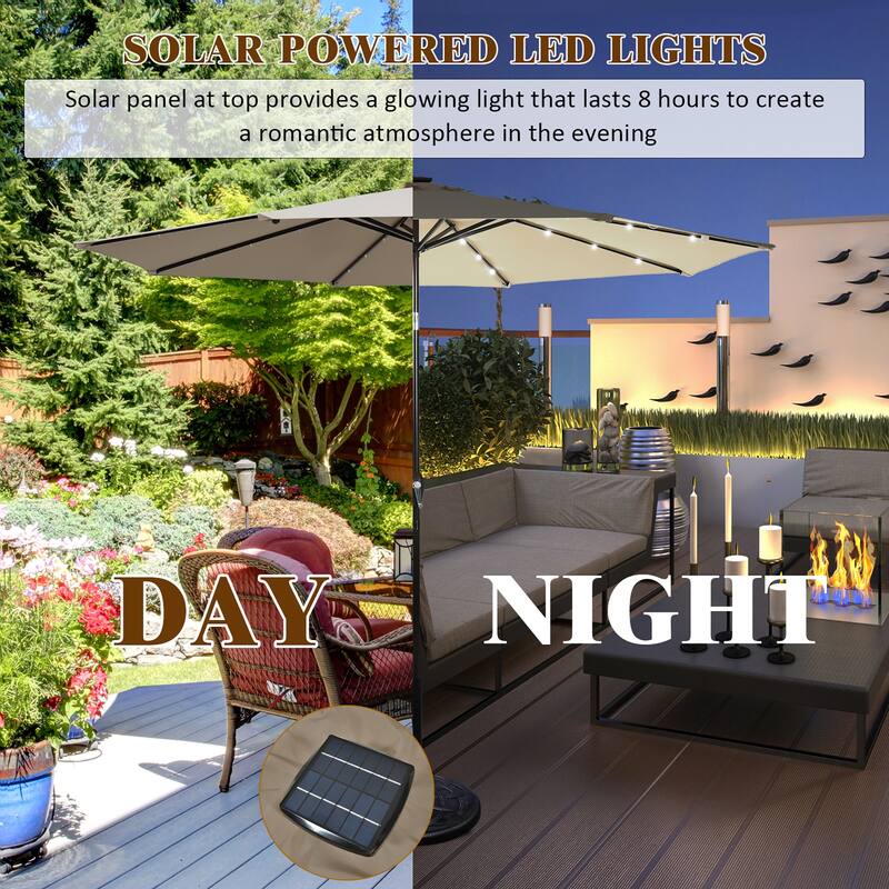 Costway 10' Solar LED Lighted Patio Market Umbrella Shade Tilt