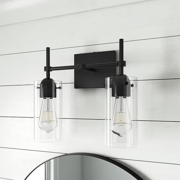 Modern Cylinder Clear Glass Shade Bathroom Vanity Light Bed Bath