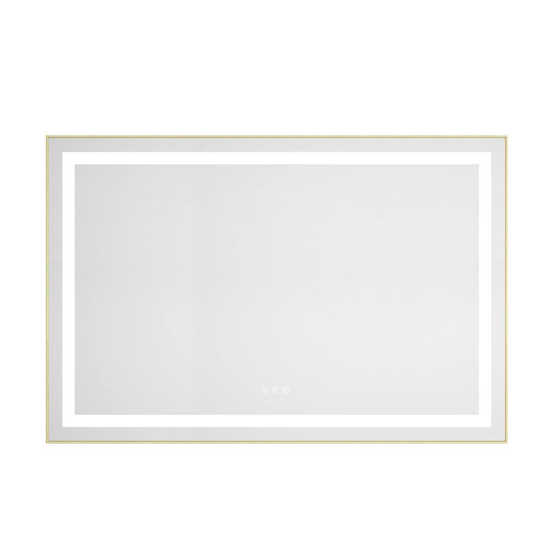 48" x 32" LED Bathroom Mirror with Front and Backlight, Wall Mounted Vanity Mirror with Aluminum Frame, Anti-Fog