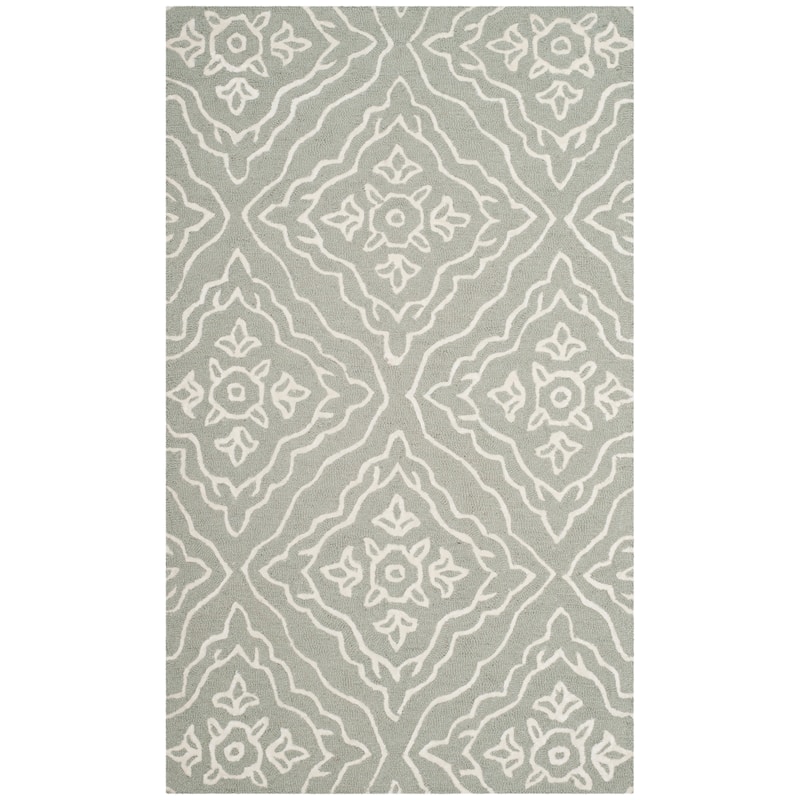 SAFAVIEH Handmade Manchester Salima Modern Wool Rug - 3' x 5' - Slate/Ivory