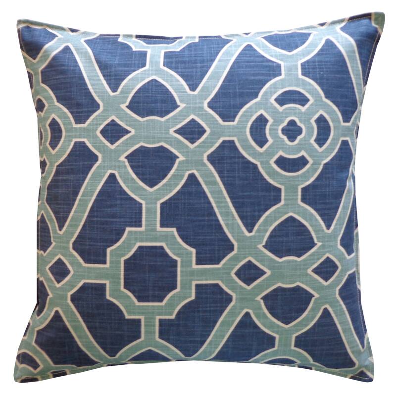 Jiti Indoor Mid-Century Modern Geometric Cotton Square Throw Pillows Cushions for Sofa Chair 20 x 20 - Blue/Black