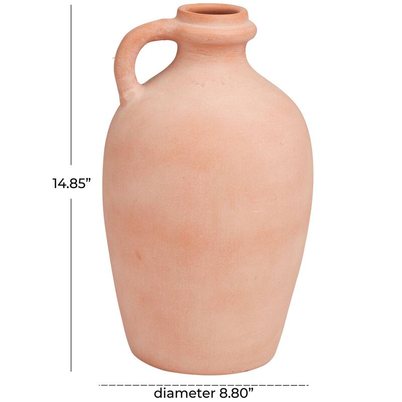 Orange Ceramic Terracotta Jug Vase with Handle