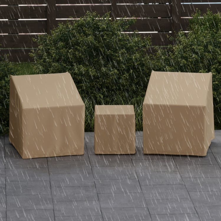 Beige Polyester PU 3 Piece Patio Furniture Cover Set Outdoor - 32" x 30" x 24.5"