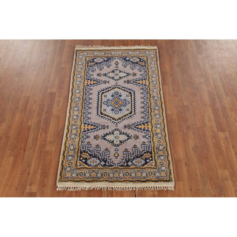 Geometric Viss Indian Accent Rug Handmade Foyer Wool Carpet - 3'0"x 5'3"