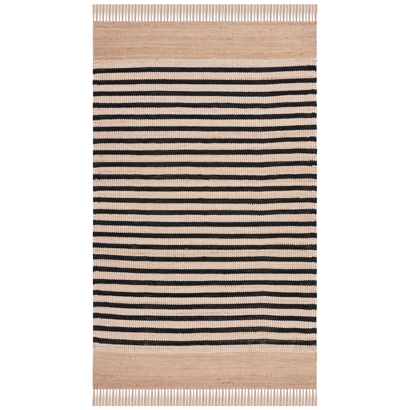 SAFAVIEH Handmade Natural Fiber Doreth Casual Jute Rug - 6' Square - Natural/Black
