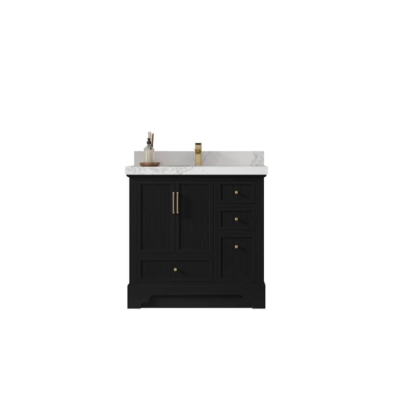 Willow Collections 36 in. W x 22 in. D Alys Center Sink Left Bathroom Vanity with Countertop