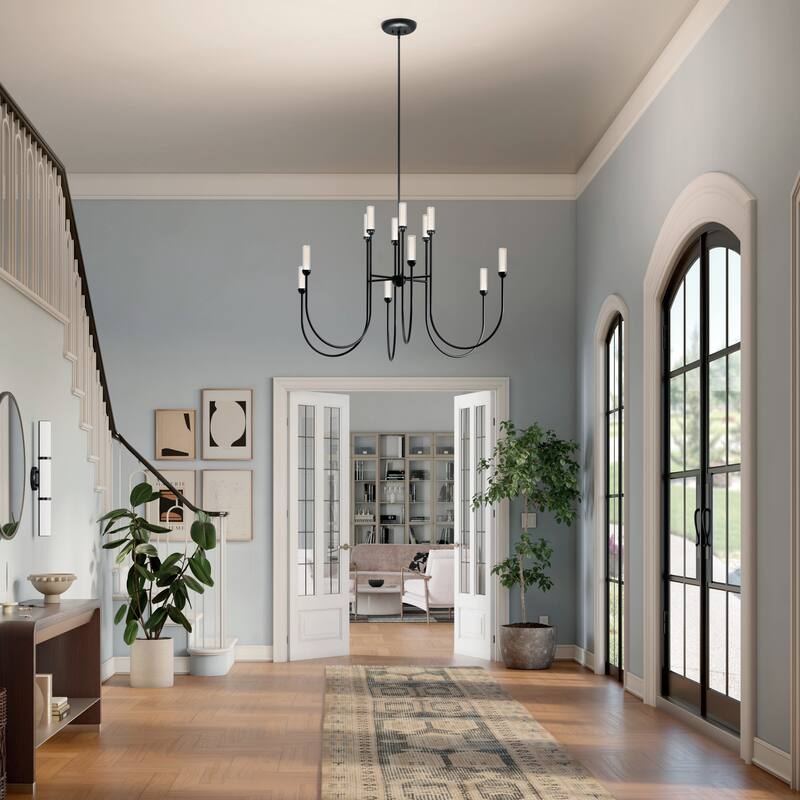 Moraine 50 Inch LED 12 Light 2-Tier Chandelier in Black