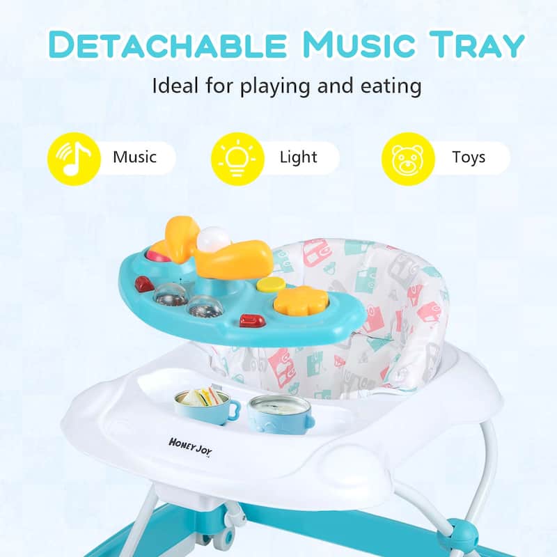 Honeyjoy Foldable Baby Walker with 3 Adjustable Heights Comfy Padded - See Details